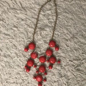 Coral & gold bubble style statement necklace